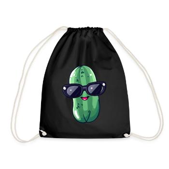Cornichon kawaii frais avec lunettes de soleil – Drôle - Sac de sport léger - noir - Devant