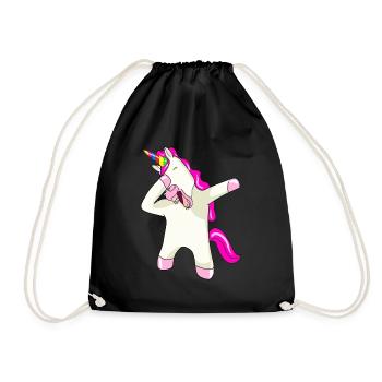 Einhorn Dab Dabbing Unicorn - Turnbeutel - Schwarz - Vorne