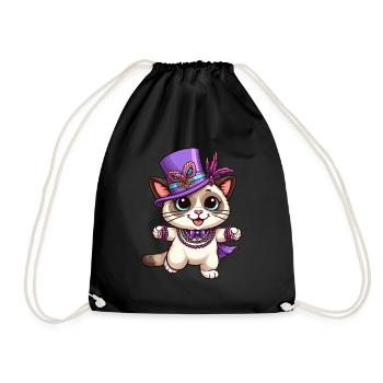 Chat Siamois Mardi Gras Bande Dessinée Mignon - Sac de sport léger - noir - Devant