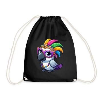 Colorful Mardi Gras Cockatoo - Drawstring Bag - black - Front