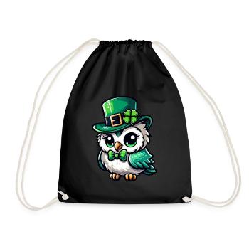 Conception mignonne bande dessinée Harfang des neiges de la Saint-Patrick - Sac de sport léger - noir - Devant