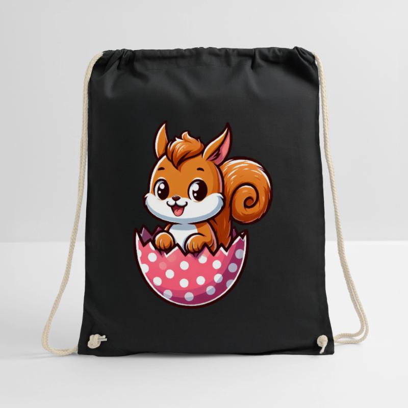 Süßes Eichhörnchen mit Osterei Comic Design Turnbeutel