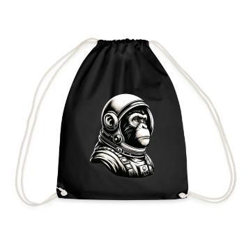 Pensive Monkey Astronaut Cosmos - Drawstring Bag - black - Front