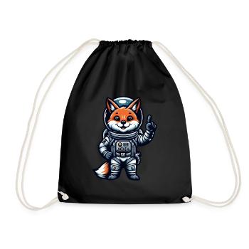 Astronaut Fox Space Cosmonaut Universe - Drawstring Bag - black - Front