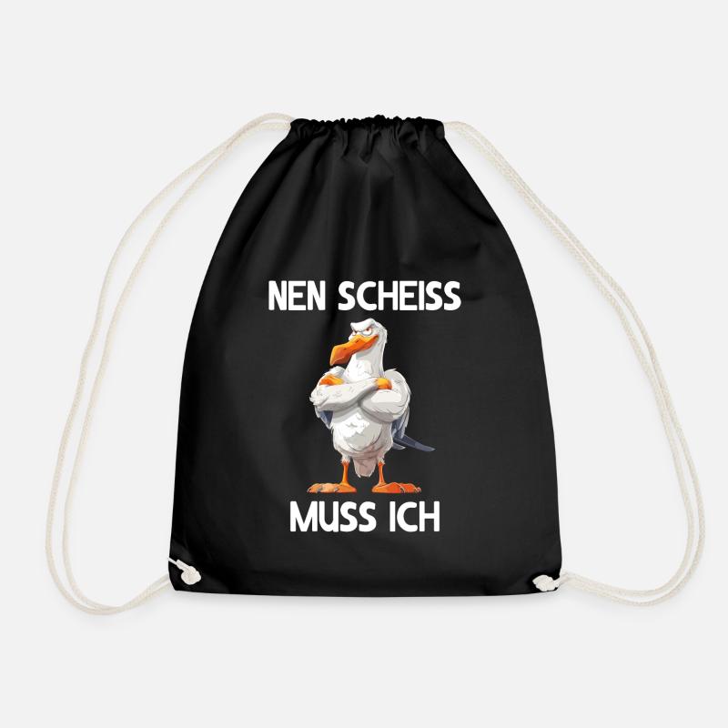 Möwe Seevogel Nen scheiss muss ich - Turnbeutel - Schwarz