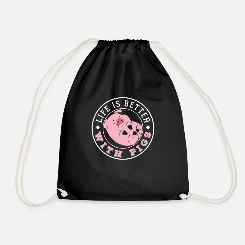 Pig - Drawstring Bag - black