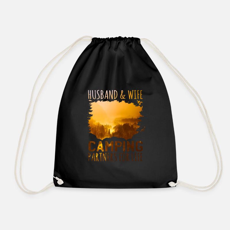 Camping couple - Drawstring Bag - black
