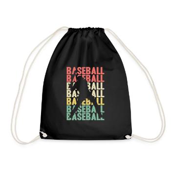 Baseball Player Vintage Retro Baseball Gift - Drawstring Bag - black - Front