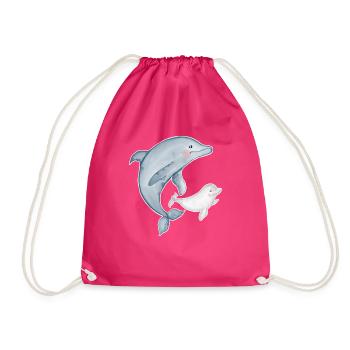 dauphins mignons avec bébé dauphin - Sac de sport léger - fuchsia - Devant