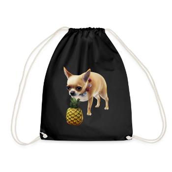 Chihuahua mit Ananas - Turnbeutel - Schwarz - Vorne