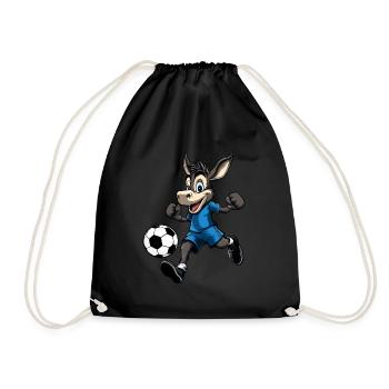 Esel Fussball (blau) - Turnbeutel - Schwarz - Vorne