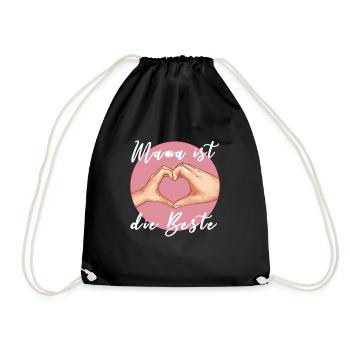 Mama ist die Beste - Herzhand Muttertag Geschenk - Turnbeutel - Schwarz - Vorne