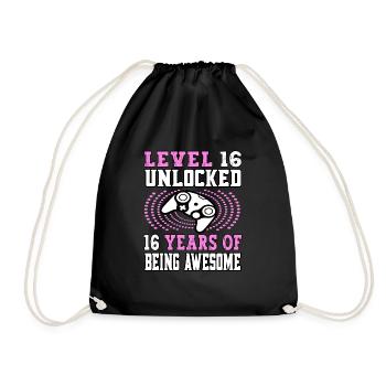 Niveau 16 débloqué - 16 Birthday Gamer rose - Sac de sport léger - noir - Devant