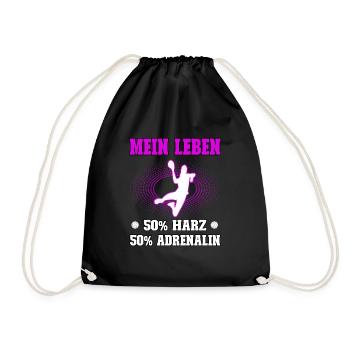 Mein Leben 50%Harz 50% Adrenalin - Handball - Turnbeutel - Schwarz - Vorne