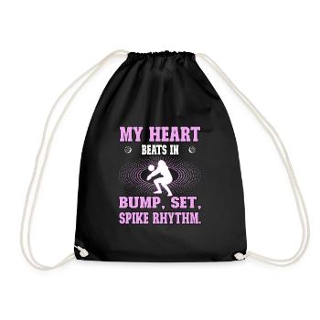 Volleyball Girl Heart beats in Bump Set Spike - Turnbeutel - Schwarz - Vorne