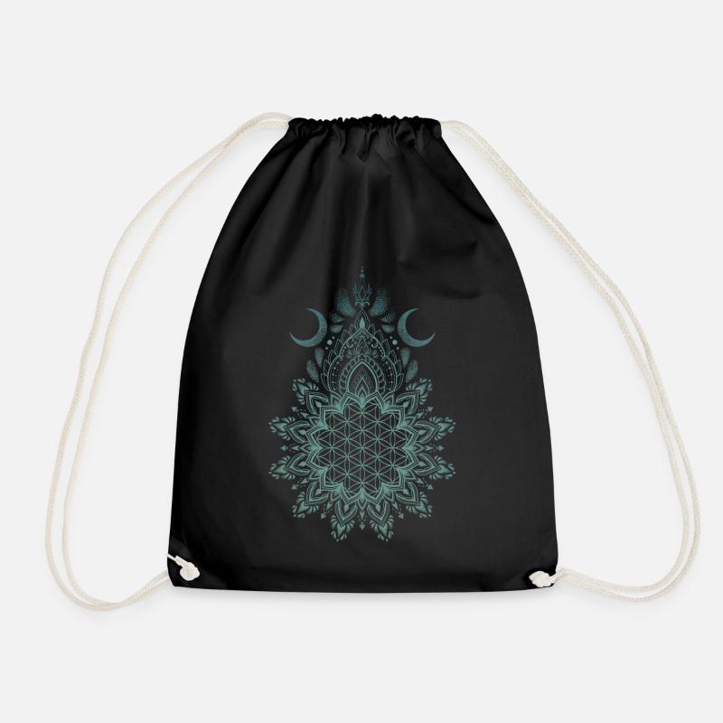 MOON MANDALA - Drawstring Bag - black