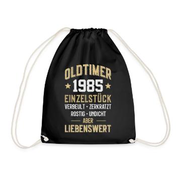 LUSTIG 41. GEBURTSTAG OLDTIMER 1985 EINZELSTÜCK - Turnbeutel - Schwarz - Vorne