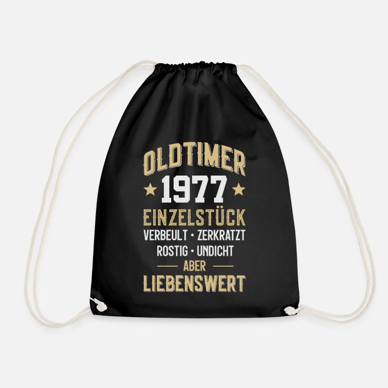 LUSTIG 49. GEBURTSTAG OLDTIMER 1977 EINZELSTÜCK - Turnbeutel - Schwarz