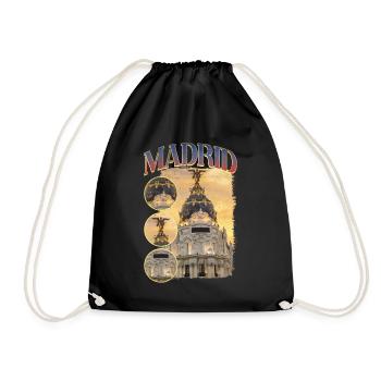 Madrid Spain City Skyline Home Love Holidays - Drawstring Bag - black - Front
