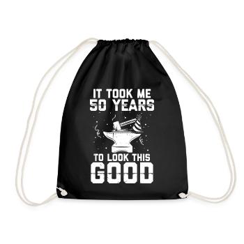 Forging Birthday Gift | Blacksmith Birthday - Drawstring Bag - black - Front
