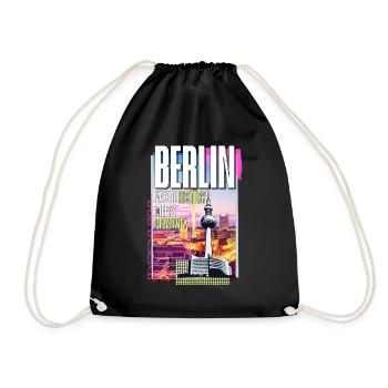 Berlin Skyline TV Tower Germany City Colorful - Drawstring Bag - black - Front