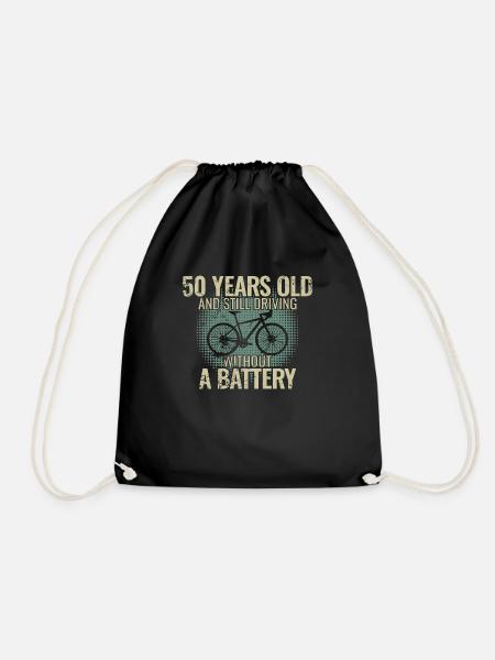 50 years old and still driving without a battery - Drawstring Bag - black