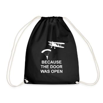 Skydiving open door - Fallschirmspringen, Geschenk - Turnbeutel - Schwarz - Vorne