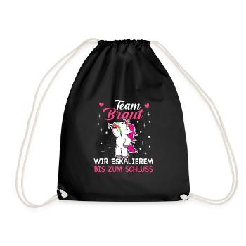 Damen Team Braut JGA Einhorn Hochzeit Junggesellen - Turnbeutel - Schwarz - Vorne