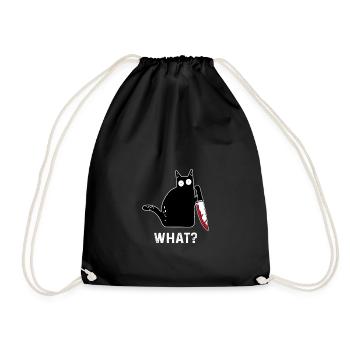 Funny killer cat What - Drawstring Bag - black - Front
