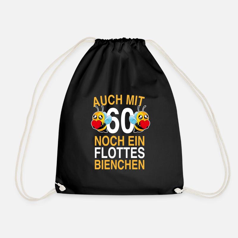 60.Geburtstag 60 Jahre Flottes Bienchen Geschenk - Turnbeutel - Schwarz