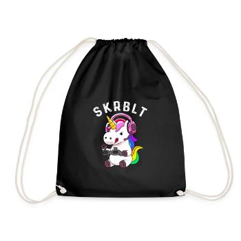 Gamer Einhorn - Geschenkidee - Turnbeutel - Schwarz - Vorne