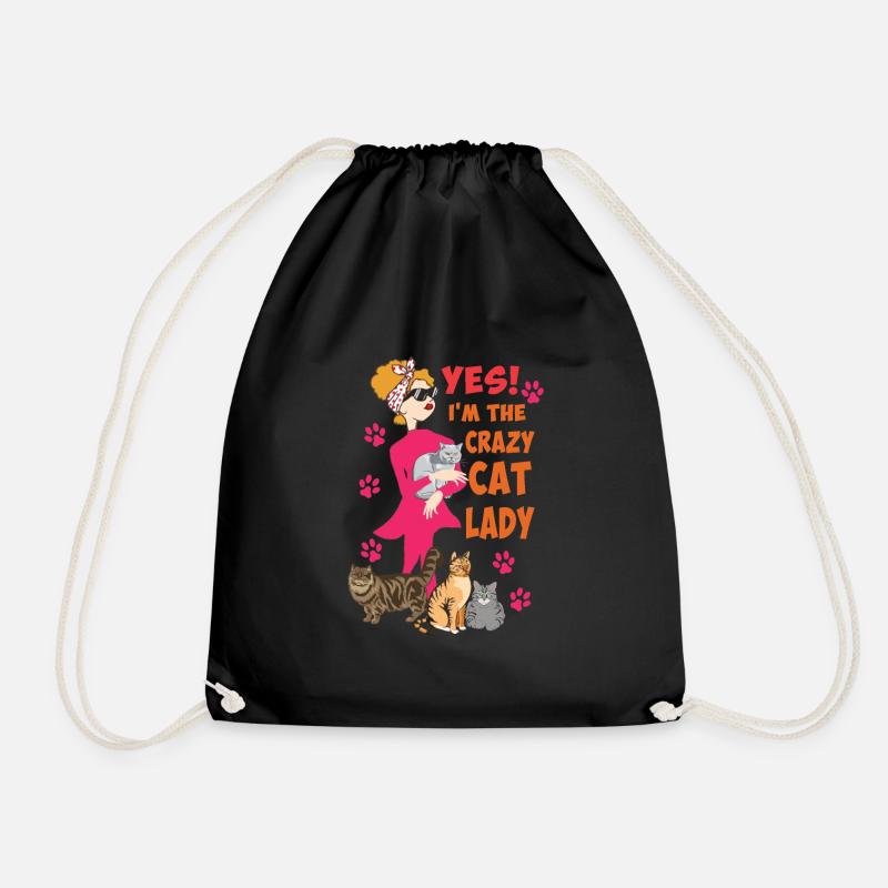 Crazy Cat Lady Katze Katzenmama Geschenkidee - Turnbeutel - Schwarz