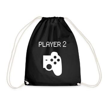 Player 2 Gamer Partner Look Family Friends Partner - Drawstring Bag - black - Front