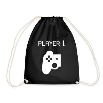 Player 1 Gamer Partner Look Family Friends Partner - Drawstring Bag - black - Front
