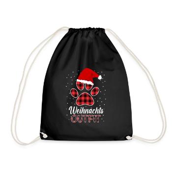 Hund mit Weihnachtsmütze Hundebesitzer Weihnachten - Turnbeutel - Schwarz - Vorne