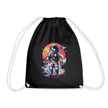 Cool astronaut in space - Drawstring Bag - black - Front