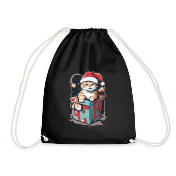 Noël miaou chat | Chaton Noël Cadeau Mignon - Sac de sport léger - noir - Devant