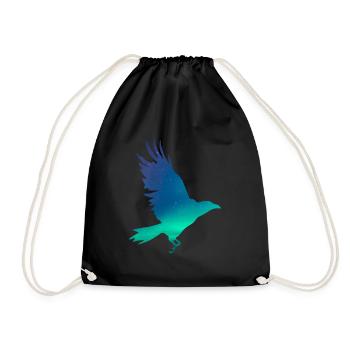 Crow in northern lights - Drawstring Bag - black - Front
