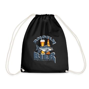 Lustiges Angler T-Shirt - Angeln und Bier... - Turnbeutel - Schwarz - Vorne