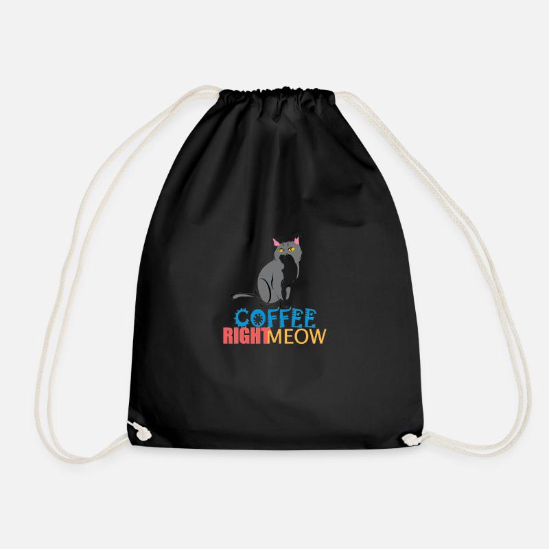 Katze Coffe Miau/Meow - Turnbeutel - Schwarz