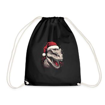 T-Rex avec chapeau de Père Noël - Sac de sport léger - noir - Devant