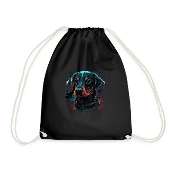 Chiot teckel - Sac de sport léger - noir - Devant