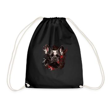 Französische Bulldogge - Turnbeutel - Schwarz - Vorne