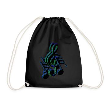 notes de clef bleu vert - Sac de sport léger - noir - Devant