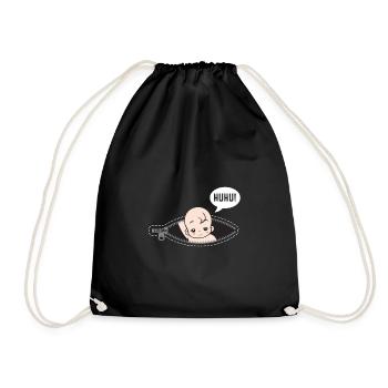 Huhu Ich bin da Baby Schwangerschaft Geschenk - Turnbeutel - Schwarz - Vorne