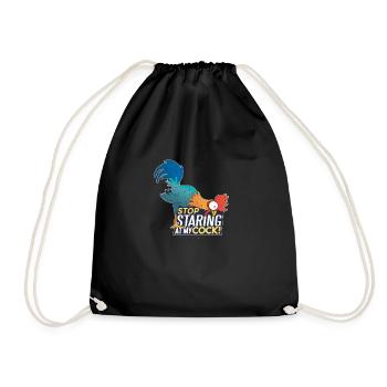 Stop staring at my cock! Funny pun, humor - Drawstring Bag - black - Front