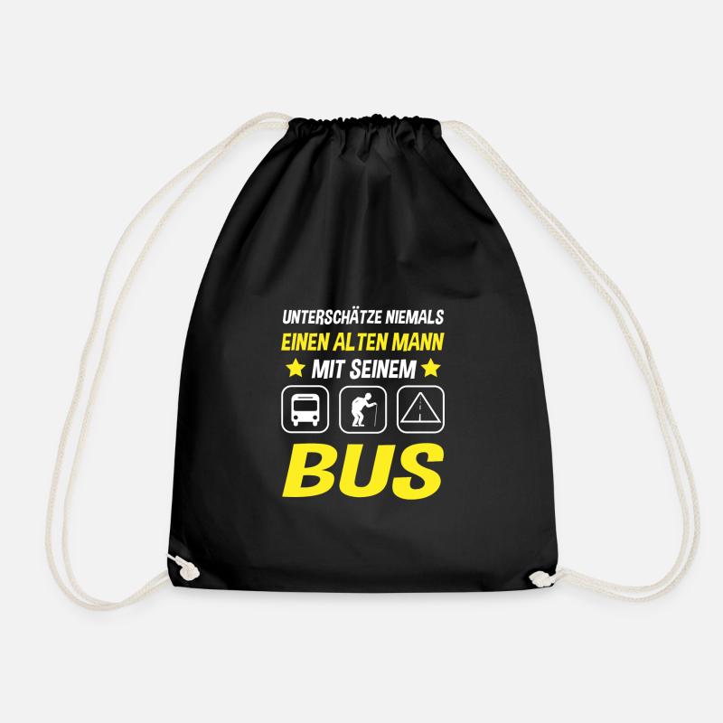 Busfahrer Alter Mann Opa Bus Rente Geschenkidee - Turnbeutel - Schwarz