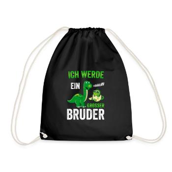 Ich werde ein grosser Bruder Dino - Turnbeutel - Schwarz - Vorne