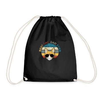 Best Cat Dad Ever Vintage Cat Daddy Father Gift - Drawstring Bag - black - Front