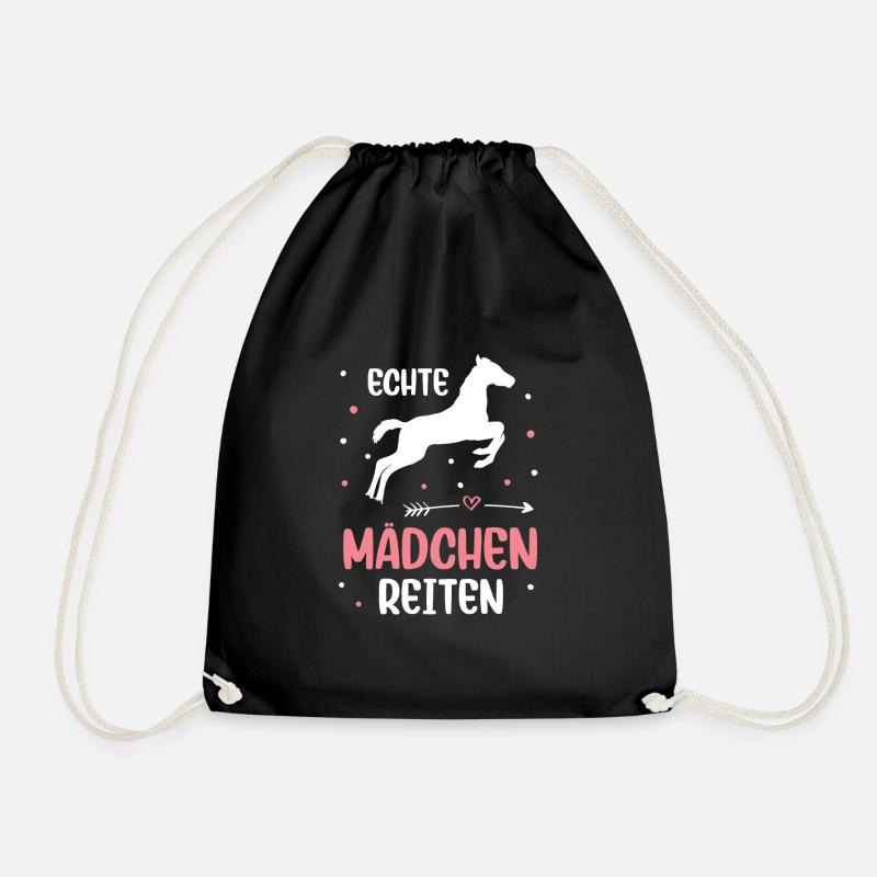 Echte Mädchen Reiten Pferde Mädchen - Turnbeutel - Schwarz